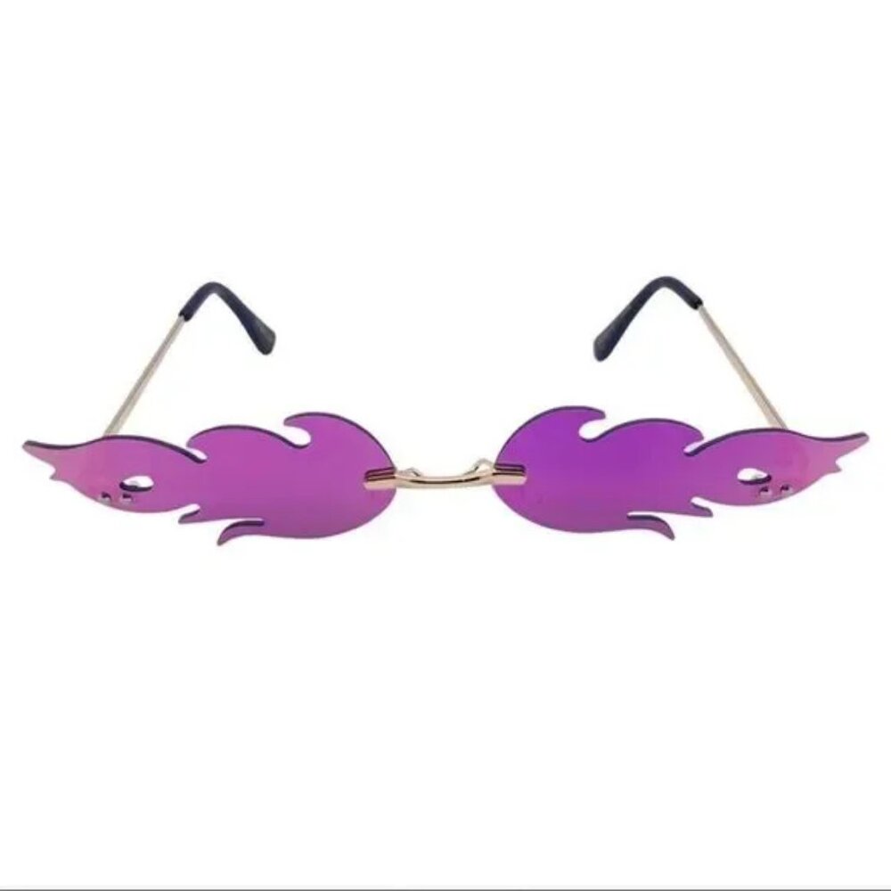 6076 | Purple Mirror Flame Rimless Sunglasses